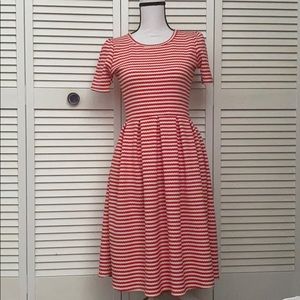 Lularoe red and white stripe dress. S